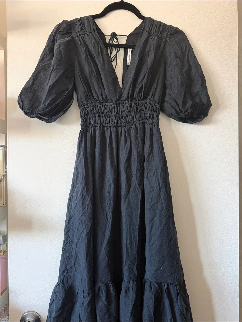 Abercrombie & Fitch|Black CottagecorePuff Sleeve Maxi Dress Smocked Waist|XS|GUC
